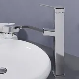 Wasserhahn Chrom Mischbatterie ausziehbare Brause Waschtischarmatur Badarmatur Waschbeckenarmatur L14
