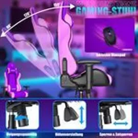 Kesser KESSER® Gaming Stuhl Ergonomisch Bürostuhl mit Kopfstütze & Lendenkissen Racing Gamer Stuhl 150kg belastbar Armlehne 360° Drehbarer Schreibtischstuhl Gaming Chair + Gummi-Rollen