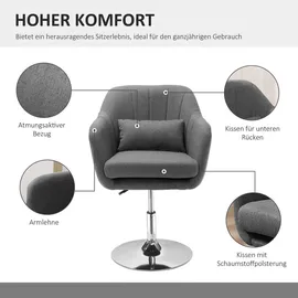 Homcom Arbeitshocker Drehstuhl höhenverstellbar, Stahl, Dunkelgrau, Kunststoff, 60x91x60 cm, Arbeitszimmer, Bürostühle, Drehstühle