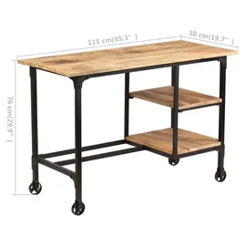 vidaXL Schreibtisch mit Klapphocker Mangoholz Massiv / Braun