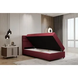 panda möbel Boxspringbett 100x200, mit Bettkast und Topper - rot