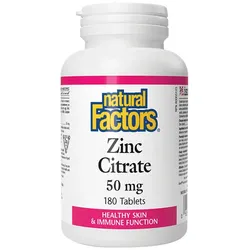 Natural Factors NATURAL FACTORS ZINC CITRATE 50 MG (90 TABLETS) (180 Tabletten)