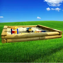 SpielundGarten Holzsandkasten XXL großer Sandkasten mit Wunschmaß und Rundholz Ø12cm