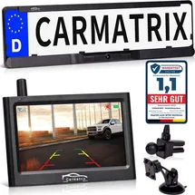 CARMATRIX Solar Funk Rückfahrkamera im Kennzeichen mit Monitor Rückfahrsystem Auto