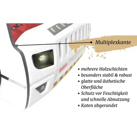 Aileenstore Spielbett Rio 90 x 200 cm Holz weiß Feuerwehr hochglänzend