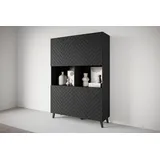 INOSIGN Highboard »PHUKET«, (1 St.), Moderne Hochkommode ohne Griffe mit 10 Fächern, Breite 120 cm, schwarz