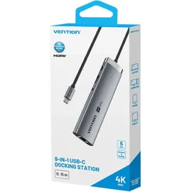 Vention 9 Ports 5 Gbps TGVHB, USB-C RJ45 HDMI SD, Audio PD 100W