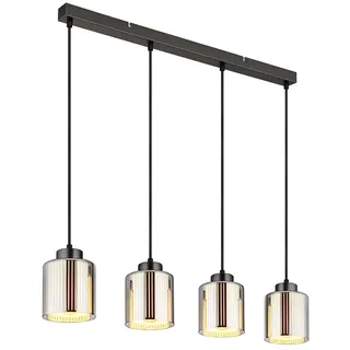 GLOBO Hängeleuchte Pendelleuchte Esstischlampe schwarz chrom Glas 4-flammig L 78 cm