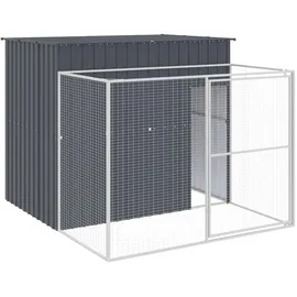 vidaXL Hundehütte mit Auslauf Anthrazit 214x253x181cm Verzinkter Stahl