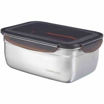 Lock & Lock Vorratsdose Edelstahl 1,9 l mit schwarzem Deckel