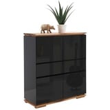 MCA Furniture Highboard Chiaro, schwarz Hochglanz Asteiche, massiv