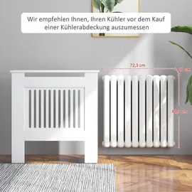 Homcom Heizkörperverkleidung ausziehbar Heizkörperabdeckung mit Ablage, Lamellen, Heizungsabdeckung Heizungsverkleidung Heizkörper Abdeckung 78 x 19 x 81 cm