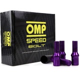 OMP SPEED Set 20 Radschrauben mit metrischem M12X1.5 17/19 langem Gewindeschlüssel von 27MM lila Farbe und DIN 10.9 Material