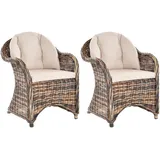 Set/2 Rattan Wintergartensessel Orlando Lese Rattansessel Lounge (Multicolor)