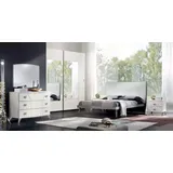 JVmoebel Komplettschlafzimmer Luxuriöses Schlafzimmer Set in Weiß mit Bett, Nachttischen und Kommode, (6-tlg., 1x Bett + 2x Nachttische + 1x Kommode + 1x Spiegel + 1x Kleiderschrank), Made in Europa weiß