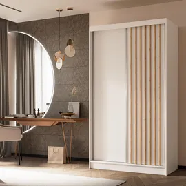 masseno Schwebetürenschrank LAMELLO 120 x 216 x 61 cm Weiß