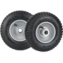 Relaxdays Schubkarrenrad 2er Set, 2.50-4, luftbereift, 2 PR, Ersatzrad bis 100 kg, Luftreifen Stahlfelge, schwarz/silber