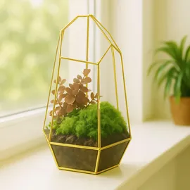 Relaxdays Pflanzenterrarium 18 x 26 x 15 cm Gold