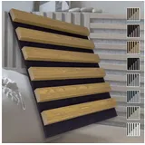 marbet design Wandpaneel, (Akustikpaneele Akustikquadrate 30x30cm Wandverkleidung Holz - (1 Paneel, schwarz - Eiche hell) horizontal aus MDF Deckenverkleidung)
