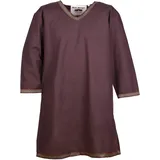 Battle-Merchant – Langarm Wikinger Tunika mit Bordüre für Herren aus Baumwolle – Mittelalter, LARP (XL, Braun) - XL