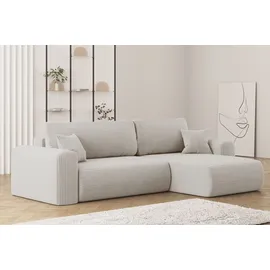 Kaiser Möbel Ecksofa mit Schlaffunktion L-förmiges Sofa Capri Stoff Poso Beige Rechts