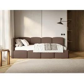 Selsey Jugendbett Braun Kunststoff, 1-Sitzer, 120x200 Kopfteil Links, Matratze & Bettkasten, Samt