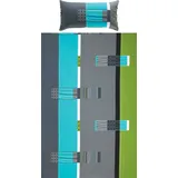 Erwin Müller Bettwäsche, Bettgarnitur, Kissenbezug Mako-Jersey grün-blau-grau Größe 40x80 cm / 135x200 cm - bügelfrei, einlaufsicher, mit praktischem Reißverschluss