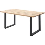 Esstisch 160x90 cm mit Schweizer Kante, U-Gestell, Eiche massiv geölt, PARACATU-06 - Braun