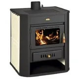 EEK A: Wasserführender Kaminofen Prity WD W15, weiß - 22kW + Herdplatte + B ...