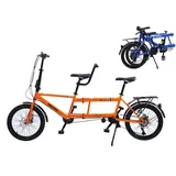 YXWJ Klassisches Tandem -Fahrrad - Stadt Tandem Faltbares Adult Beach Cruiser Bike Verstellbarer 7 Geschwindigkeiten, Familie 3-Sitzer, Orange