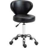 Homcom Rollhocker höhenverstellbar Drehhocker drehbar Salon Hocker mit Lehne, Rädern, Arbeitshocker für Büro, Wohnzimmer, Kunstleder, 45 x 54 x 73-88 cm, Arbeitszimmer, Bürostühle, Bürohocker