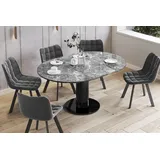Design Esstisch Tisch HES-111 rund oval Hochglanz ausziehbar 100-148cm - Schwarz