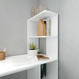 Dmora - Pittston-Schreibtisch, linearer Schreibtisch mit Bücherregal, platzsparender Mehrzweck-Bürotisch, 110x52h136 cm, Weiß