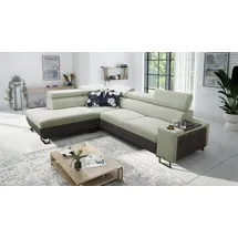kaiser möbel Modernes Luxus-Ecksofa mit Schlaffunktion MELODY VII Tauro/Freya Graphit/Hellgrün Links