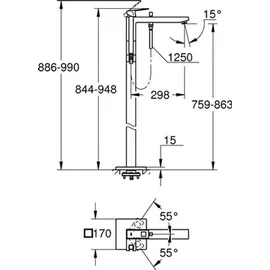 Grohe Eurocube Einhandwannenmischer inkl. Brause bodenstehend (23672001)