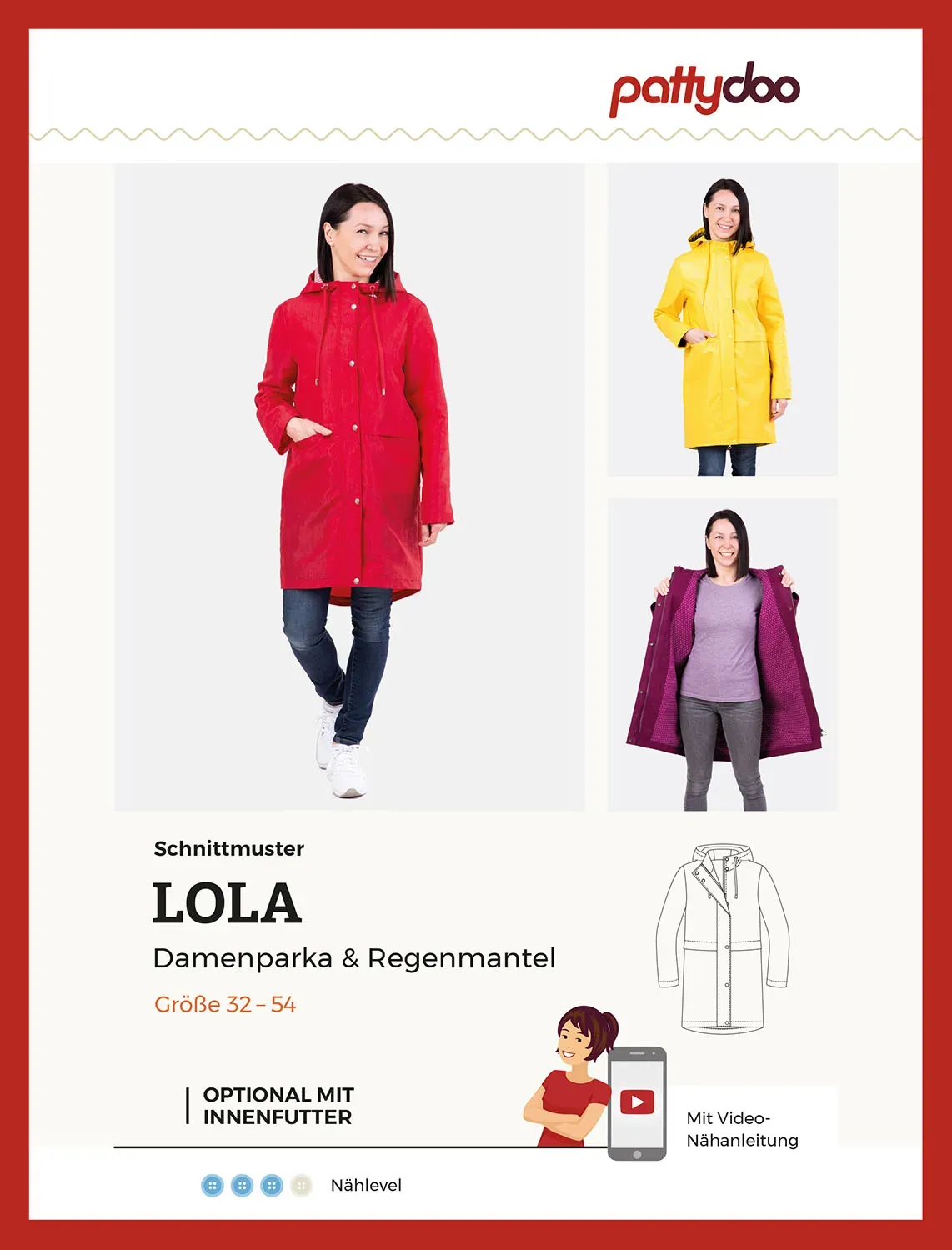 Pattydoo Papierschnittmuster Parka & Regenmantel Lola