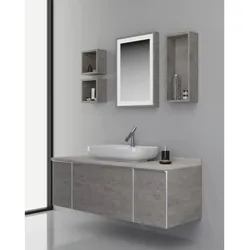 Casa Padrino Luxus Badezimmer Set Grau / Silber 142 cm - Badezimmer Möbel