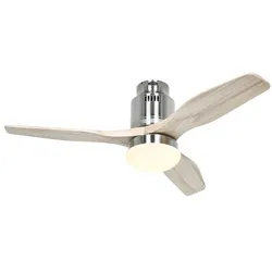 AERODYNAMIX ECO 112, Ventilator mit Licht Nickel und helles Holz, CasaFan