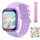 OKYUK Kinder Smartwatch mit Anruffunktion, Smartwatch Kinder mit 31 Puzzlespielen und 15 Hörbüchern, Multifunktionale Smartwatch für Kinder (Lila)