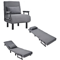 Fangqi Loungesessel Umwandelbarer Schlafsofa-Schlafsessel, klappbarer Sessel mit Kissen (verstellbare Rückenlehne mit 6 Positionen) grau
