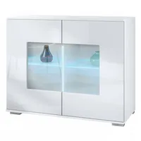Vladon Kommode, Weiß Hochglanz, 92.5x75.5x35 cm, Wohnzimmer, Kommoden &