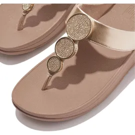 FitFlop Halo Bead-Circle Metallic Toe-Post Sandals Metallic Light Beige, 40 EU