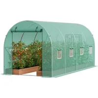 Gewächshaus Tunnel Treibhaus Frühbeet Tomatenhaus 445x194x192 cm - Verstärkter Rahmen - PE-Abdeckung - Begehbares Design - Belüftungssystem fü...