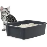 Iris Ohyama Iris Ohyama, Katzentoilette, leicht zu reinigen, BPA-freies Kunststoff (PP), B38 x T48,5 x H15 cm, Cat Litter Tray, CLH-12 Body, Grau
