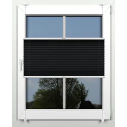 Plissee »simple«, Lichtschutz, ohne Bohren, verspannt, mit Klemmträgern, nach Maß, 19039722-0 schwarz + weiß + weiß