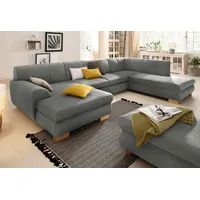 Wohnlandschaft HOME AFFAIRE "Nika U-Form", silber, B:347cm H:78cm T:84cm, Struktur fein (100% Polyester), MELROSE/Struktur (100% Polyeter/ 85%Polyester, 15% Polyacryl), Sofas, Wohnlandschaft, MELROSE/Struktur oder Struktur fein