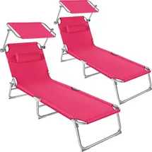 Tectake tectake® Gartenliege, klappbar, 4-fach verstellbare Rückenlehne mit Kopfpolster, 190 x 68 x 65 cm