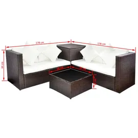 vidaXL 4-tlg. Garten-Lounge-Set mit Auflagen Poly Rattan Braun