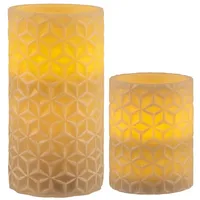 NCC-Licht LED Wachskerzen Cosy Ornament 2 St. grau/weiß