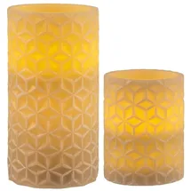 NCC-Licht LED Wachskerzen Cosy Ornament 2 St. grau/weiß